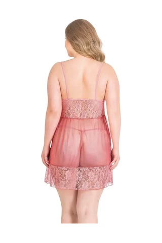 Ang Butik Kadın Büyük Beden Mercan Kısa Tül Gecelik