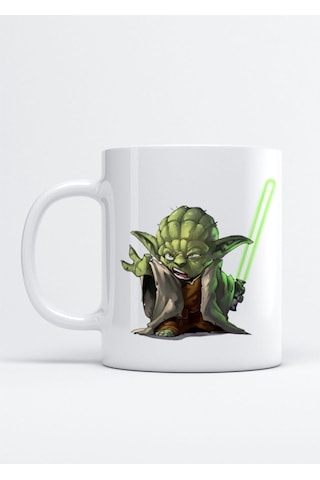 Star Wars Yoda Baskılı Porselen Kupa Bardak Beyaz