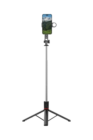 Wiwu Wi-se015 Canlı Yayın Dolgu Işıklı Teleskopik Tripod Ve Selfie Çubuğu Siyah