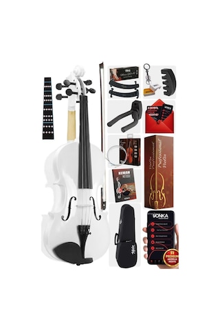 Midex HGA44WH-PAK Beyaz 4/4 Tam Boy Keman Seti Full Paket