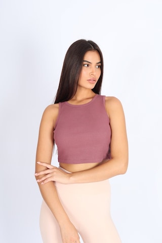 Soft&Basic Kadın Rose Basic Halter Yaka Esnek Biyeli Kaşkorse Kumaş Crop Top Body Atlet Rose