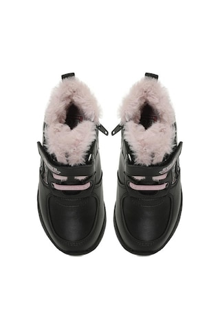 Lol Nepha Siyah Cırtlı Kürklü Fermuarlı Kız Çocuk Bot Siyah