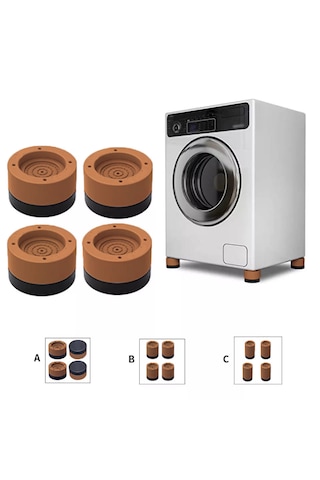 Tineke Beyaz Eşya Ayağı Çamaşır Makinesi Mobilya Titreşim Önleyici Kaydırmaz 6 Cm Yükseltici 4 Lü Kahverengi Kahverengi