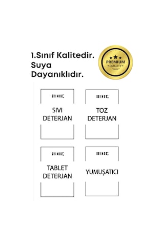 Grimorlife 4 Lü Sıvı Toz Tablet Deterjan Etiketi- Deterjan Düzenleyici Sticker Etiket Siyah