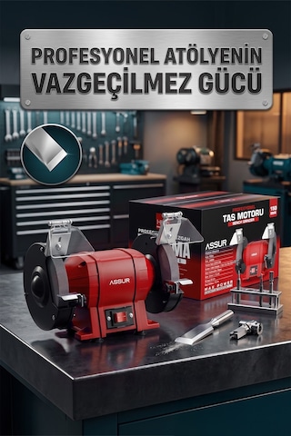 Assur 250W 150 MM Disk Çapı Zımpara Balta Bıçak Bileme Makinesi Taş Motoru Tezgah Üstü Taşlama - 3063