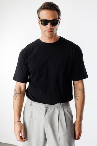 Genius Store Erkek Oversize Fit %100 Organik Pamuk Bisiklet Yaka Tişört Oversıze-erkek-t-shırt Siyah