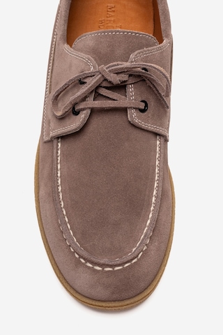 Marcomen Erkek Bağcıklı Düz Taban Loafer Ayakkabı Gerçek Deri Mc 21381 Vizon