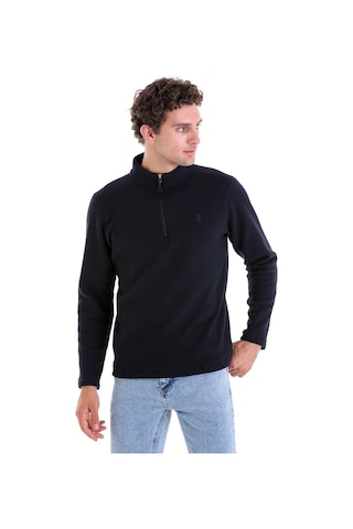 Hatemoğlu Regular Fit Tam Boy Fermuarlı Erkek Polar Sweatshirt Lacivert