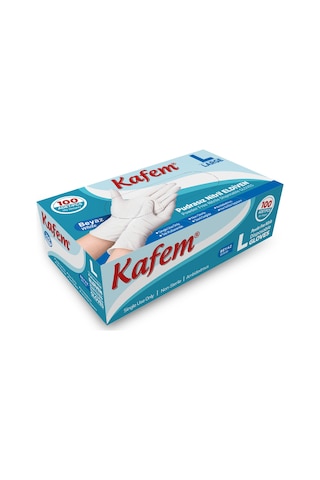 Kafem Beyaz Nitril Eldiven Pudrasız (L) 100 Lü X 5 Paket