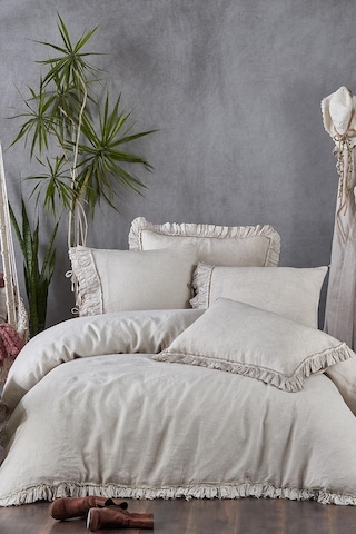 Ecocotton Miranda Çift Kişilik Nevresim Takımı %100 Keten Bej 200