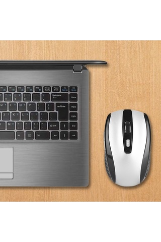 Yaozixa Gümüş Ergonomik Kablosuz Fare - 2.4g, 800-1600 Dpı Ayarlanabilir, 10m Alıcı, 6 Tuşlu, Optik Konumlandırma Pil Yok