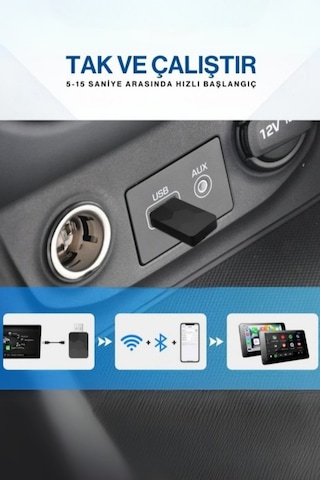 Büro Ev Arabası İçin Araç İçi Kablosuz Car Play Oto Multimedya Adaptörü