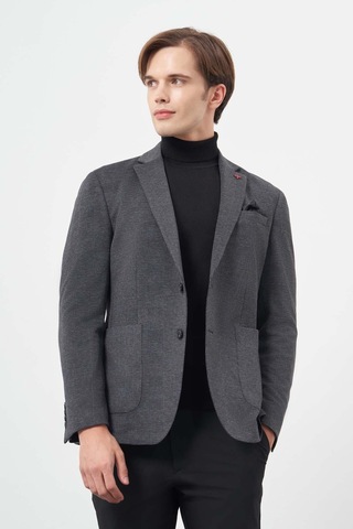 İmza Lacivert Örme Mono Yaka 6 Drop Slim Fit Ceket 1002245152 Lacivert