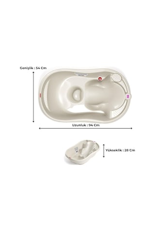 Okbaby Bebek Banyo Seti Onda Dijital Termometreli Çift Yönlü Bebek Küveti K. Beyaz & Bebek Küvet Taşıyıcı
