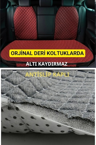Hyundai Accent Era 2005-2011terletmez Kaymaz Keten Oto Minder Kılıf Komple Set 7 Parça Kırmızı Ön Ve Arka