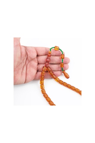 Ateş Kehribar Kalem İşçilik Kapsül Kesim 9x10mm Tesbih Kahverengi