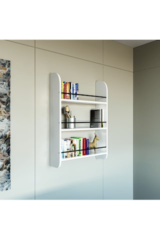 Alpa Ev Mobilya 3 Katlı Duvar Rafı, Çok Amaçlı Ahşap Kitaplık, Mutfak Banyo Montessori Ünitesi Beyaz