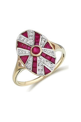 Reis Kuyumculuk T10355 Crest Ruby  Altın Yüzük