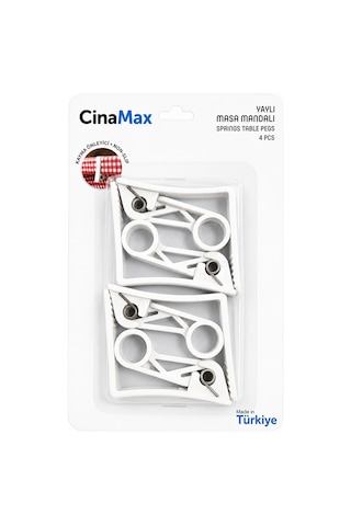 4 Parçalı Yaylı Masa Mandalı Masa Örtüsü Sabitleyici Mandal Kaydırmaz Klips Beyaz