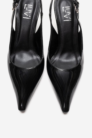 Luvishoes Felon Siyah Rugan Kadın Dolgu Topuklu Ayakkabı