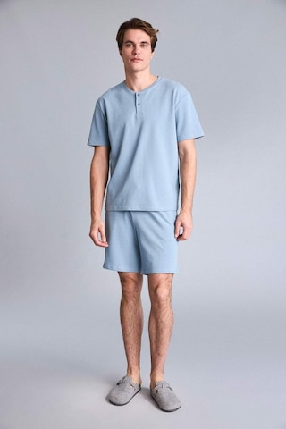 Defacto New Regular Fıt Kısa Kollu 2li Şort Tişört Pike Pijama Takım H5199ax26spbe299 Mavi-be299