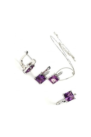 Sky Diamond Taş Detaylı Aleksandrayt Taşlı Gümüş Lüks Takı Seti