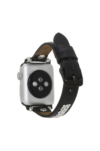 Apple Uyumlu Watch Deri Kordon 38-40-41mm Taşlı St Rst1