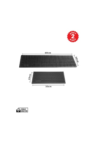 2 Li Avantaj: Çok Amaçlı Kauçuk Set, Bar Mat, Bulaşık Kurutma, Tencere Altlığı, Saksı Altlığı 6016-1533set Siyah