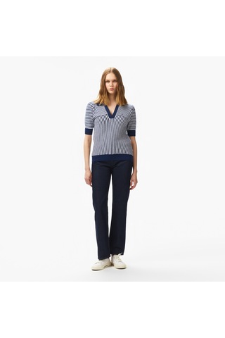 Nautica Kadın Lacivert Regular Fit Çizgili Triko Çizgili 55s101t Lacivert