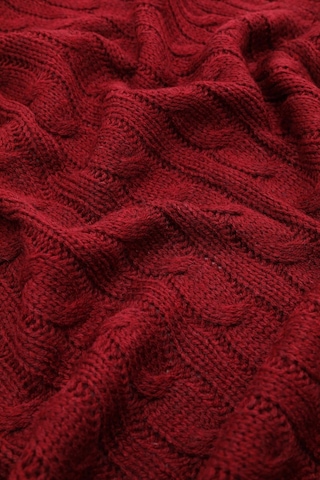 Biocotton Triko Ponponlu Örgü Tv Battaniyesi - Bordo