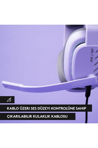 Logitech Astro A10 Kablolu Bilgisayar Için Oyuncu Kulaklığı, Lila