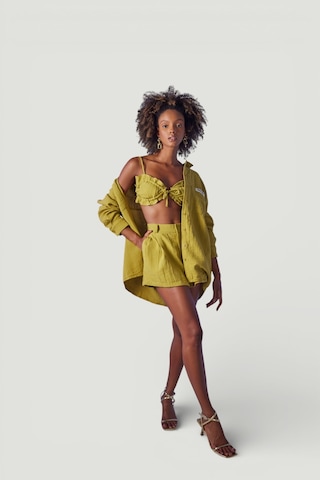 Holly Lolly Oversize Model Düğme Kapamalı Playa Gömlek Yeşil