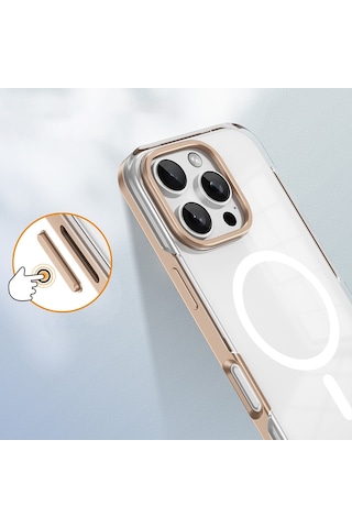 Apple Uyumlu iPhone 16 Pro Kılıf M-safe Şarj Özellikli Çıkarılabilir Arka Yüzeyli Zore Polar Kapak Gold