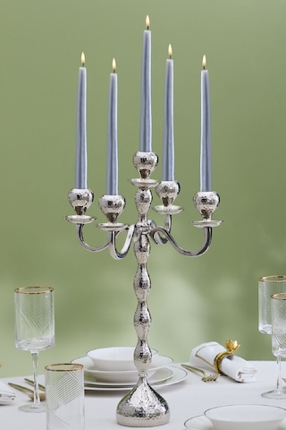 Karaca Arlen 5'li Şamdan Silver 42x29 cm