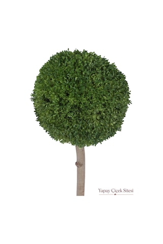 Yapay Çiçek Sitesi Ağaç Saplı Dekoratif Kaliteli Yapay Top Şişmşir Uv Dayanımlı 38 Cm Yeşil