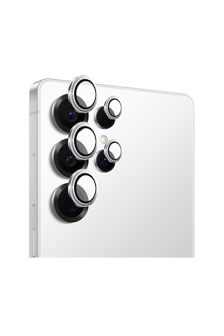 Safeus Safir Temperli Kamera Lens Koruyucu, Samsung Galaxy S25 Ultra İle Uyumlu Beyaz