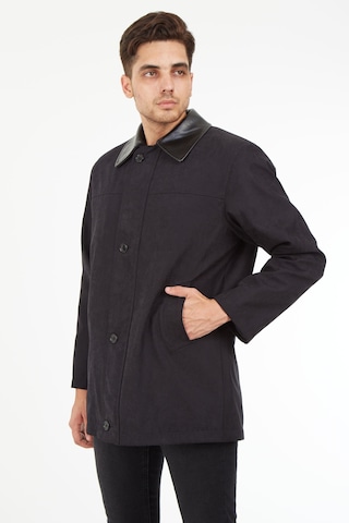 Sposo 1620 Su Itici Kumaş Yakası Ve Içi Çıkmalı Siyah Erkek Kaban Siyah