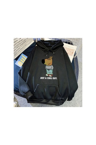 Tarzsokak Siyah Unisex Sadece Bir Chill Adam Baskı Sudaderas Komik Karikatür Grafik Uzun Koll