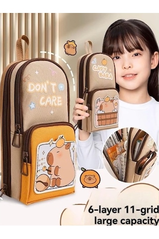 Agoodshop Büyük Capicacity Kapibara Capybara Karikatür Kalem Kutusu Sevimli Kalem Tutucu Kalem Çantas 3bp-yeşil