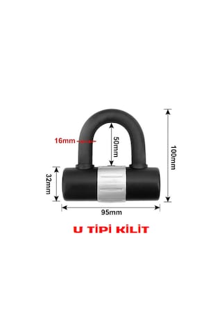 Motosiklet Kesilmez Çelik U Tipi Bar Disk Kilidi