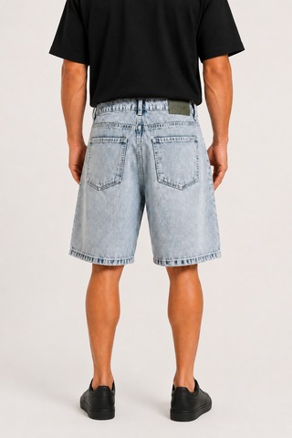 Respire Erkek Washed Jean Şort Açık Mavi