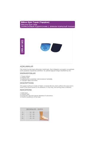 Silikon Epin Topukluk Yapışlı Topuk Dikeni İçin Orx -ay903 S