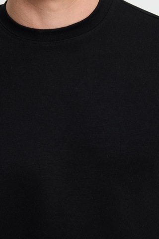 Tudors Erkek Relax Fit Rahat Kesim Uzun Kollu Ekstra Yumuşak Bisiklet Yaka Siyah Sweatshirt-41866 Siyah