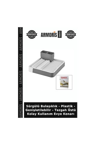 Sürgülü Bulaşıklık - Plastik - Genişletilebilir - Tezgah Üstü Kolay Kullanım Evye Kenarı Çok Renkli