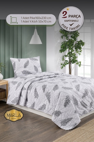 Tek Kişilik Pike Takımı 160x230 Cm Çok Amaçlı Yatak Örtüsü & Battaniye Gri