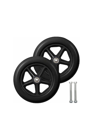 Mufunye 8 İnç Ön Teker, 2 Adet Tekerlekli Sandalye Yedek Tekerlek, Kaymaz Katı Lastik, 190mm Gri Siyah, Tekerlekli Sandalyeler İçin Tekerlekler, Tekerlekli Sandalyeler, Yürüteçler Siyah