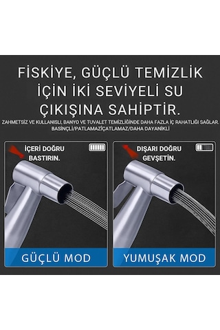 Coofbe Paslanmaz Çelik Sprial Hortum Tuvalet Musluk Seti Taharet Musluğu El Tuvalet Sprey Tabancası Gümüş