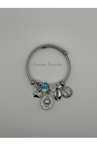 Arnes Jewelry Çelik Silver Incili Bileklik Ar09 Silver