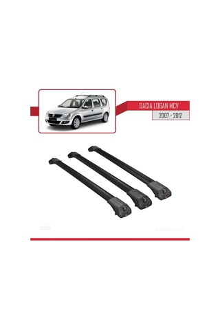 Dacia Logan Mcv 2007-2012 Arası İle Uyumlu Ace-1 Ara Atkı Tavan Barı Siyah 3 Adet Bar