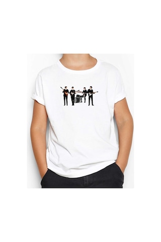 Zepplin Giyim The Beatles Vintage Line Up Beyaz Çocuk Tişört Beyaz